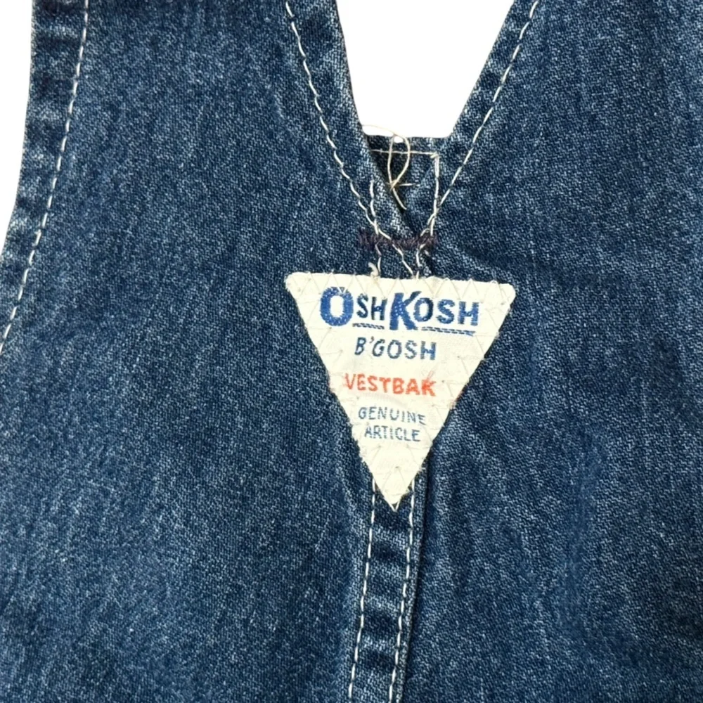 VTG OshKosh B'gosh Dark Blue Denim Overalls 18 Mo Vestbak Snap Crotch Classic